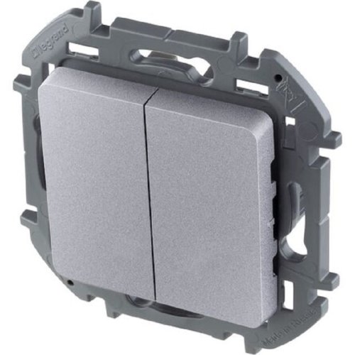 Выключатель без рамки Legrand Inspiria 2-кл. алюминий картинка